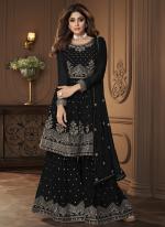 Georgette Black Party Wear Embroidery Work Sharara Suit